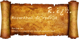 Rozenthal Árpád névjegykártya